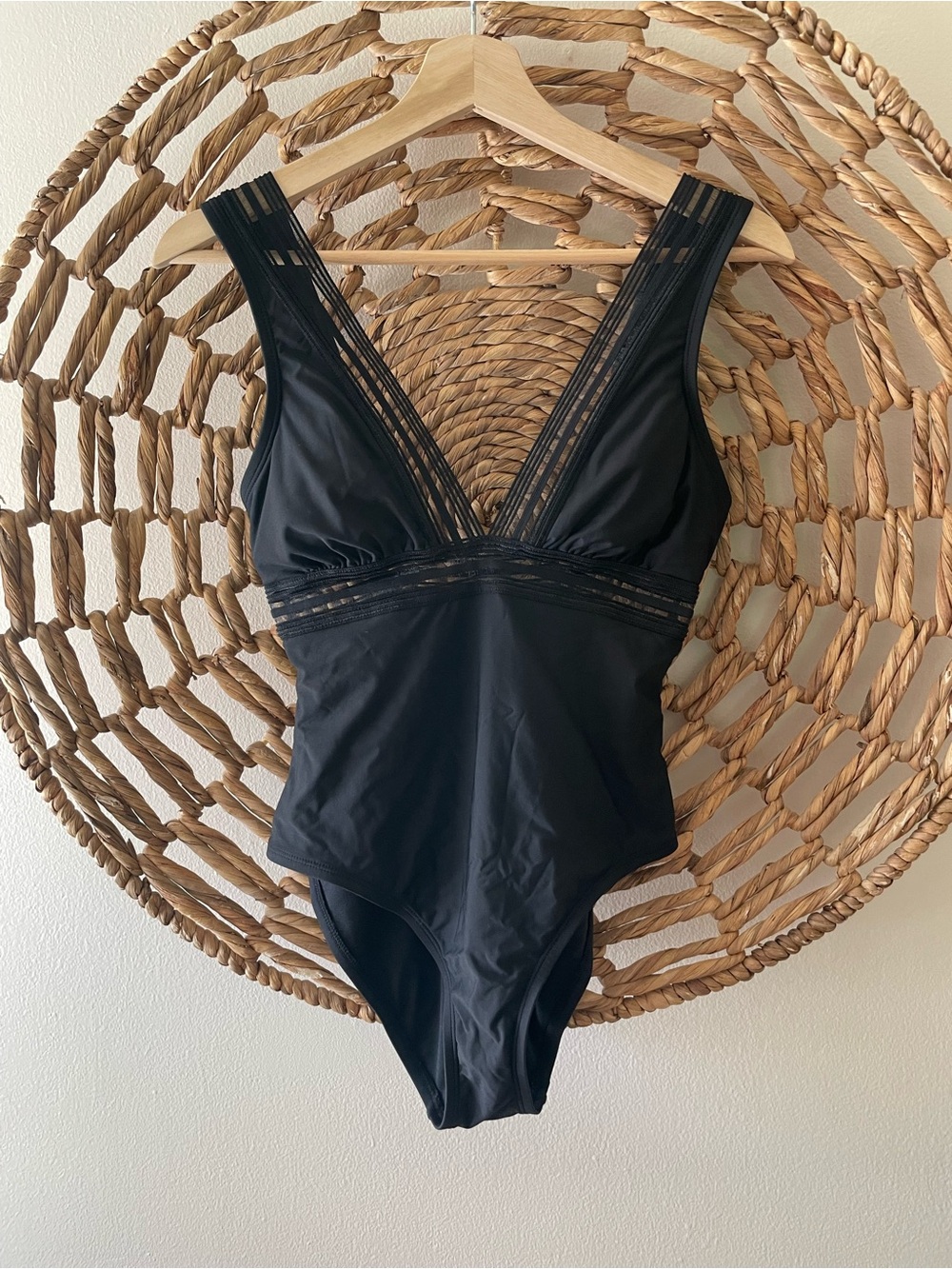 Freshwater Black Lace-Trim One-Piece Swimsuit